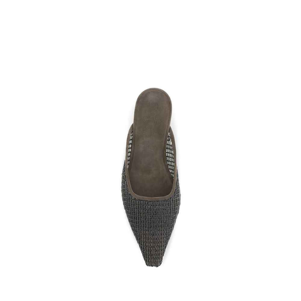 Brunello Cucinelli Brown Calf Leather Bos Taurus Ballet Flats
