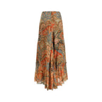 Etro Multicolor Silk Long Skirt