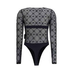Marine Serre Black Polyamide Bodysuit