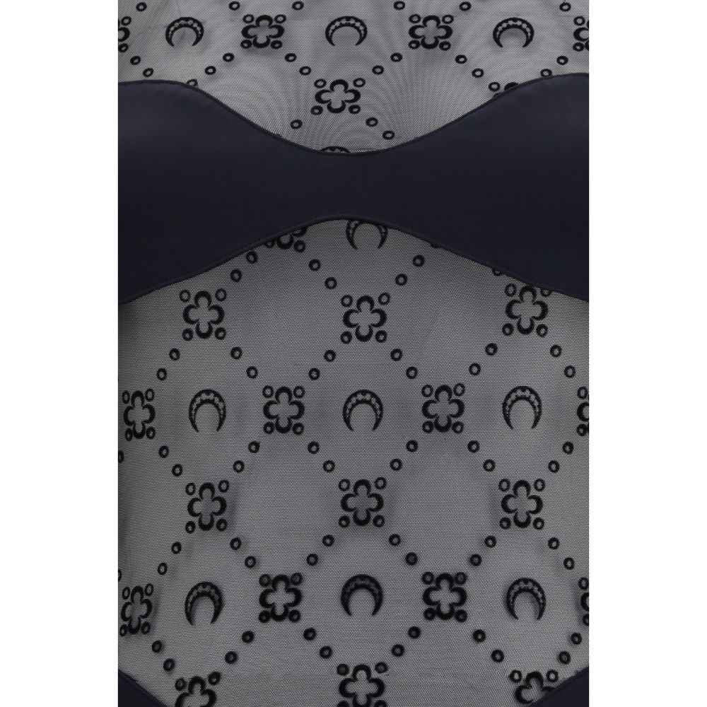 Marine Serre Black Polyamide Bodysuit