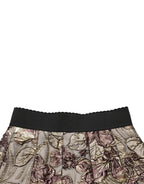 Dolce & Gabbana Multicolor Floral Jacquard A-LineMini Skirt