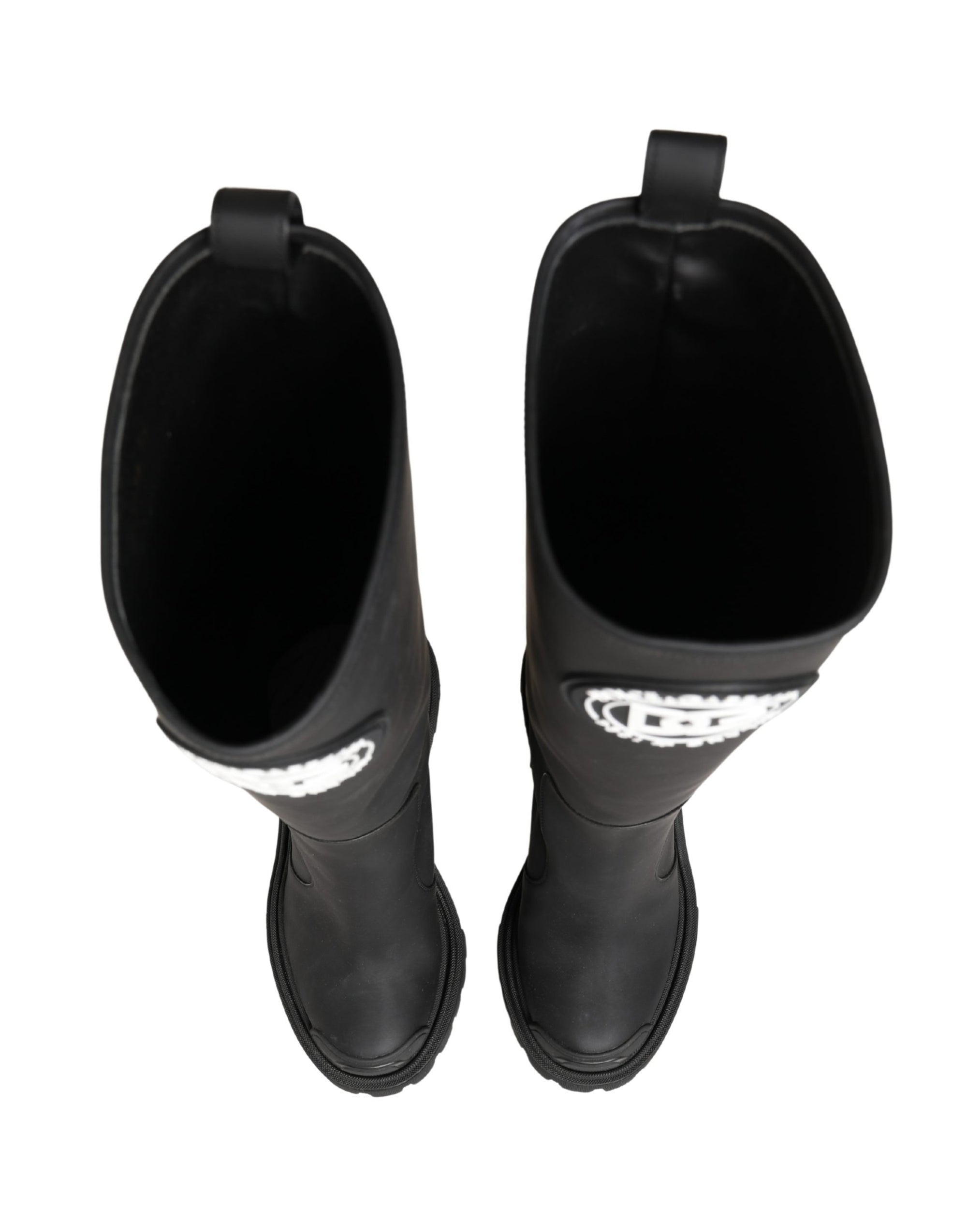 Dolce & Gabbana Black Rubberised Leather High Boots Shoes
