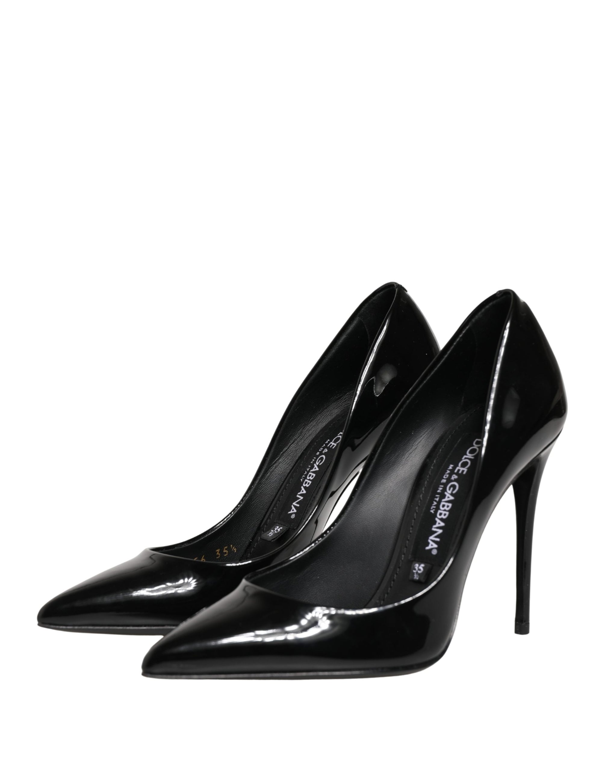 Dolce & Gabbana Black Calf Leather Stiletto Heels Pumps Shoes