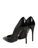 Dolce & Gabbana Black Calf Leather Stiletto Heels Pumps Shoes