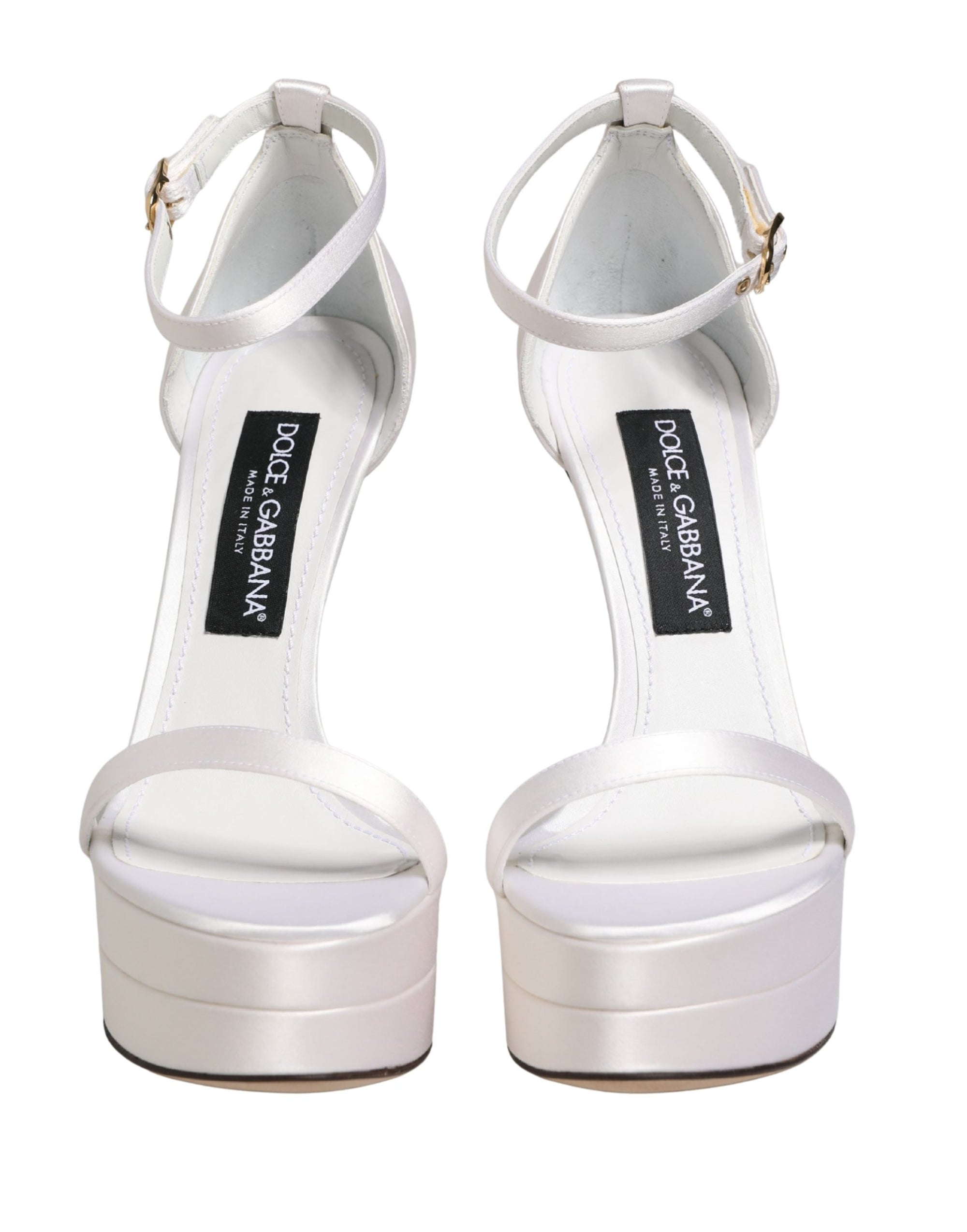 Dolce & Gabbana White Platform Ankle Strap Sandals Shoes