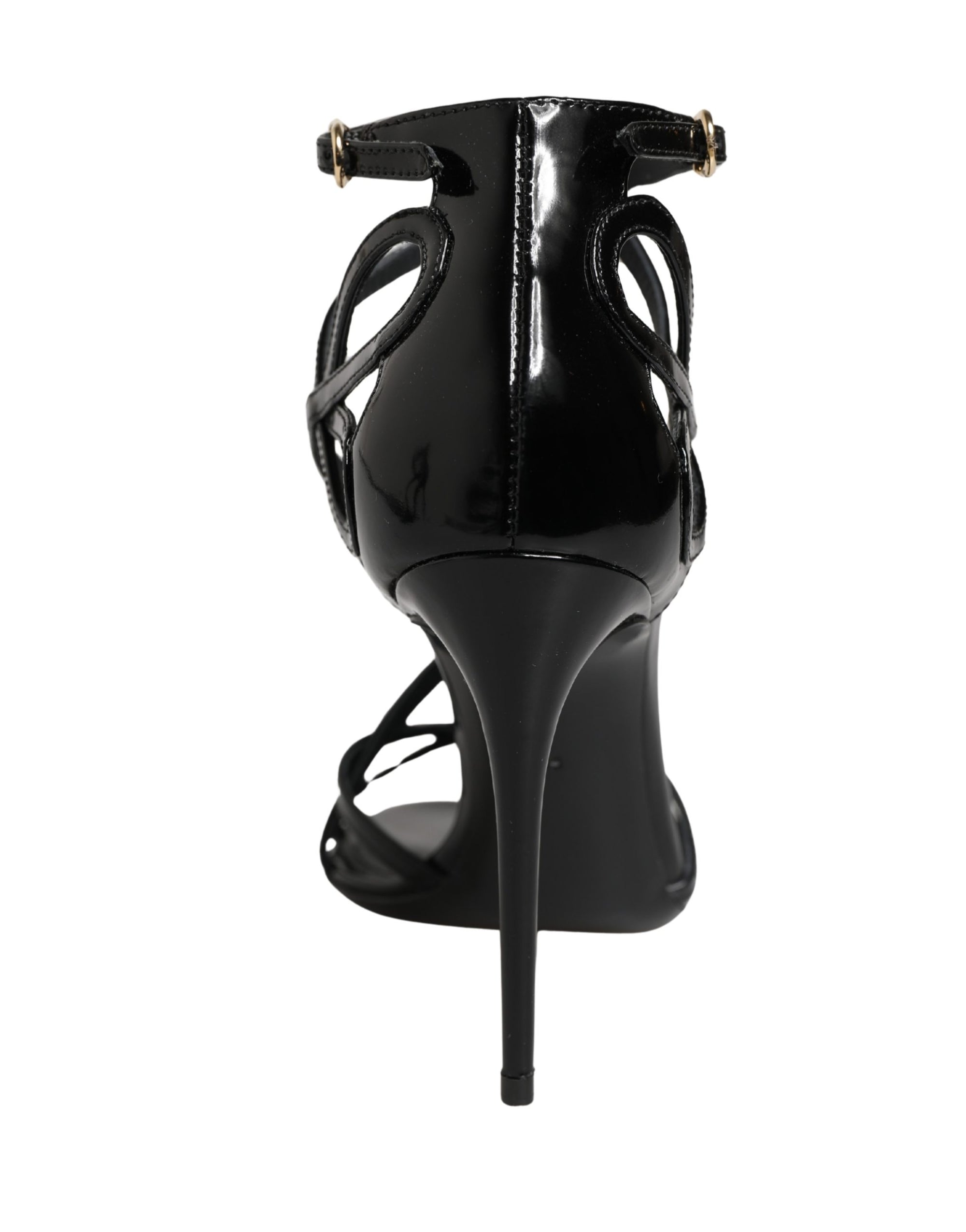 Dolce & Gabbana Black Leather Stiletto Heel Sandals Shoes