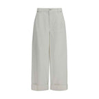 Brunello Cucinelli White Cotton Casual Pants