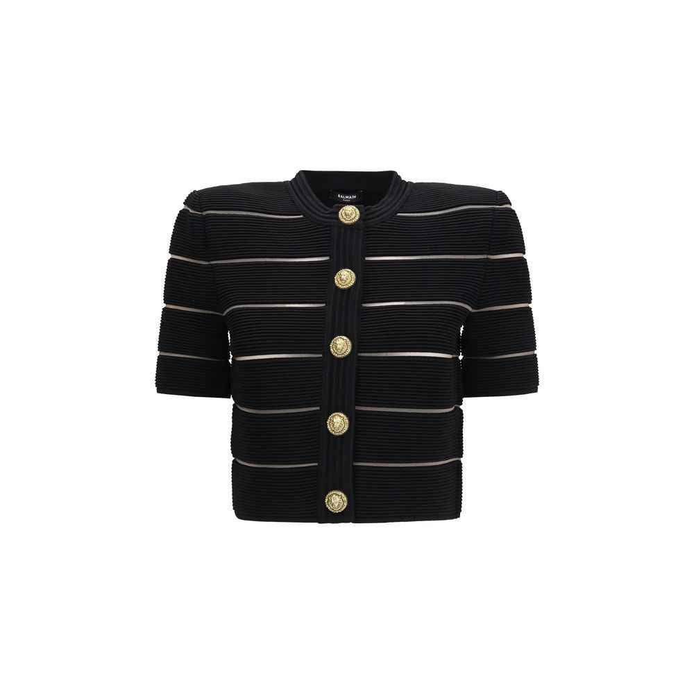 Balmain Black Viscose Cardigan