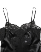 Dolce & Gabbana Black Silk Lace Lingerie Short Chemise Sleepwear