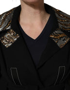 Dolce & Gabbana Black Single-Breasted Brocade Coat Jacket