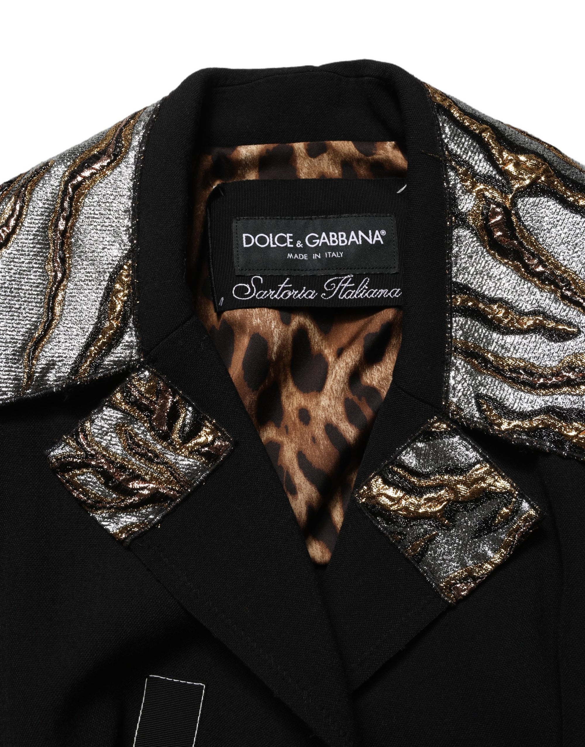 Dolce & Gabbana Black Single-Breasted Brocade Coat Jacket
