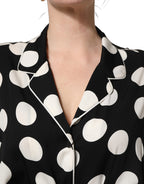 Dolce & Gabbana Black White Polka Dot Pajama 2 Piece Set Sleepwear
