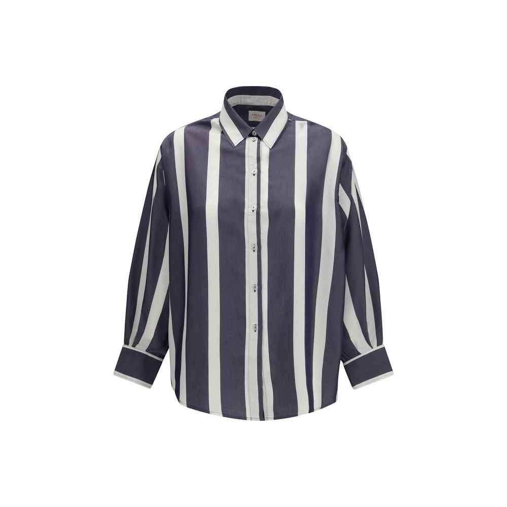 Cruna Blue Viscose Pattern Shirt