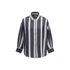 Cruna Blue Viscose Pattern Shirt