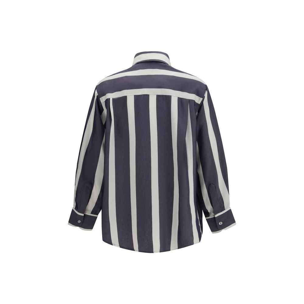Cruna Blue Viscose Pattern Shirt