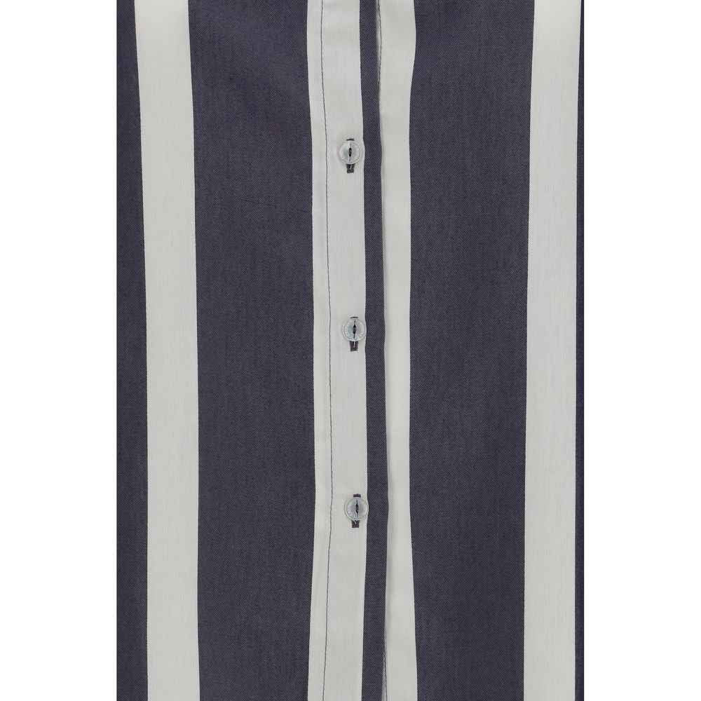 Cruna Blue Viscose Pattern Shirt