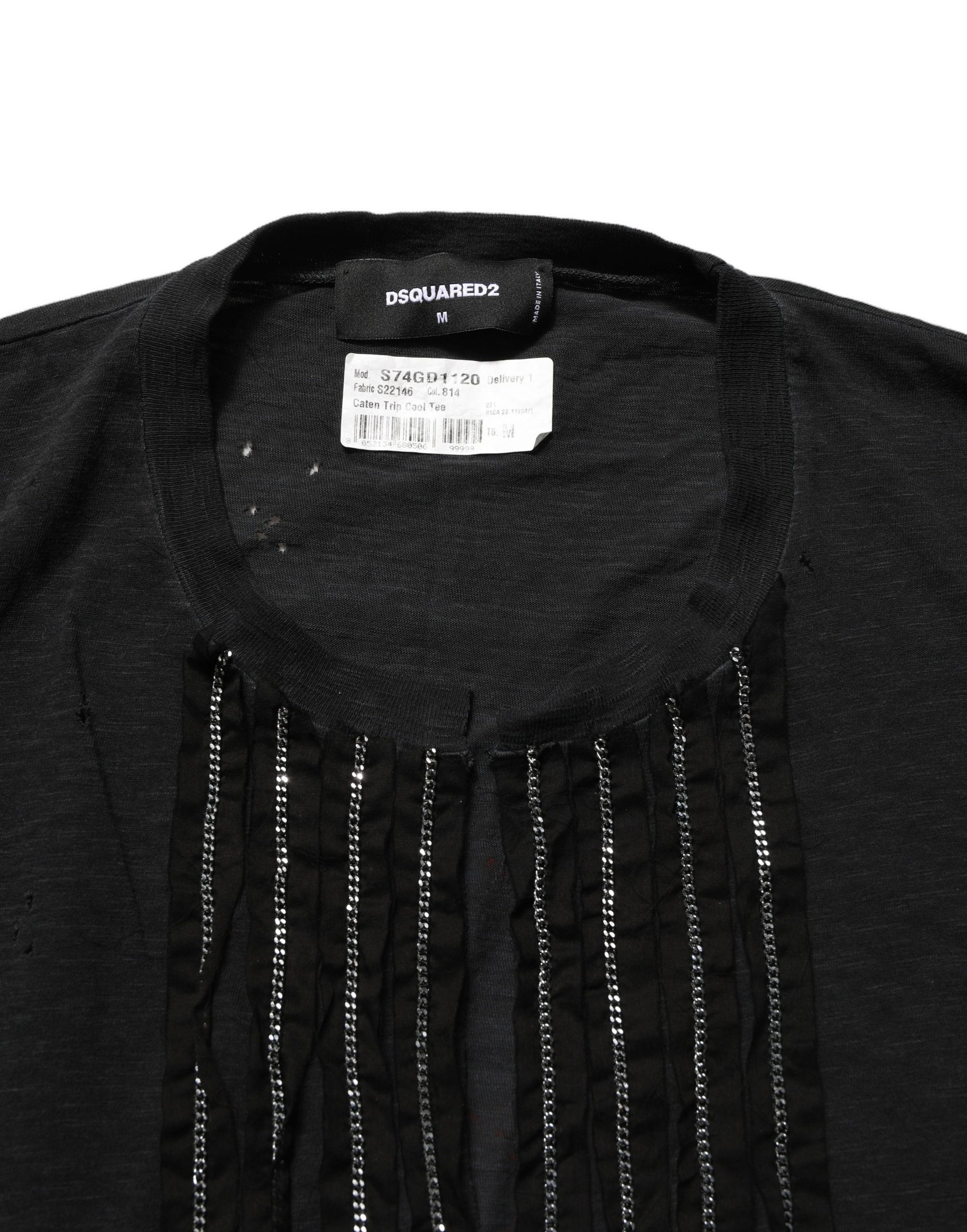 Dsquared² Black Chain Embellished Cotton Short Sleeve T-shirt