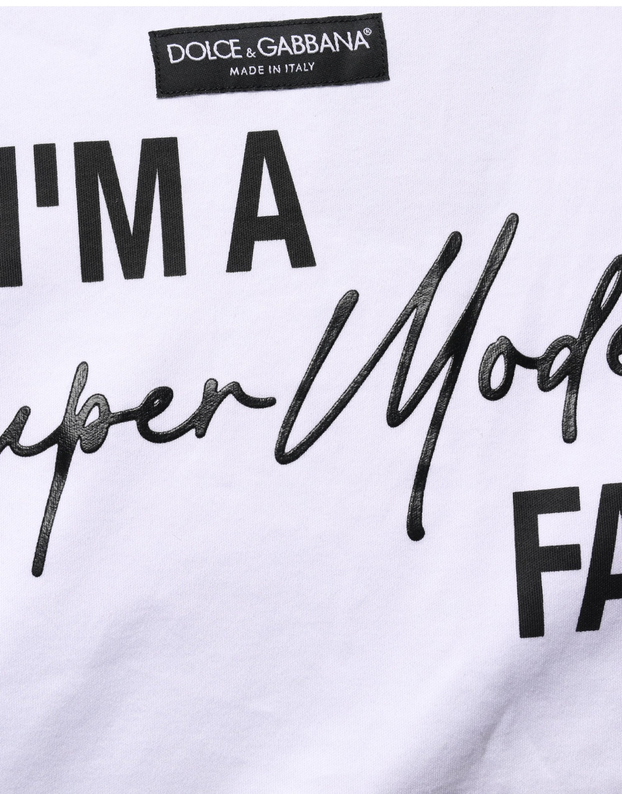 Dolce & Gabbana White I'm A Super Model Fan Print Jersey T-shirt