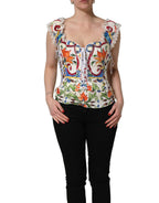 Dolce & Gabbana Multicolor Majolica Corset Sleeveless Top