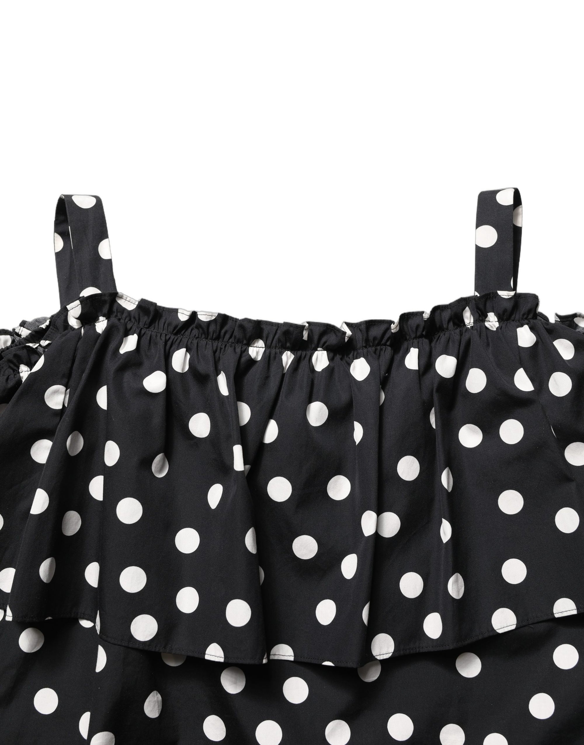 Dolce & Gabbana Black White Polka Dot Off Shoulder Top