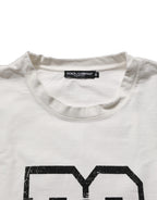 Dolce & Gabbana White Cotton DG Logo Print Cropped Jersey Top