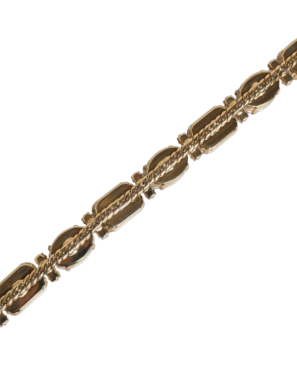 Dolce & Gabbana Blue Leather Crystal Chain Embellished Belt