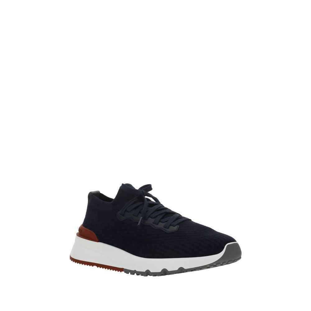 Brunello Cucinelli Blue Cotton Low Top Sneakers