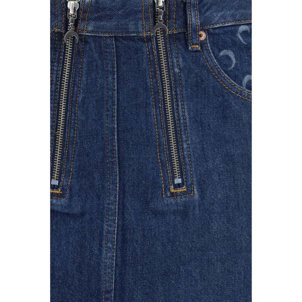 Marine Serre Blue Cotton Mini Skirt