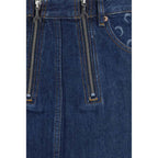 Marine Serre Blue Cotton Mini Skirt