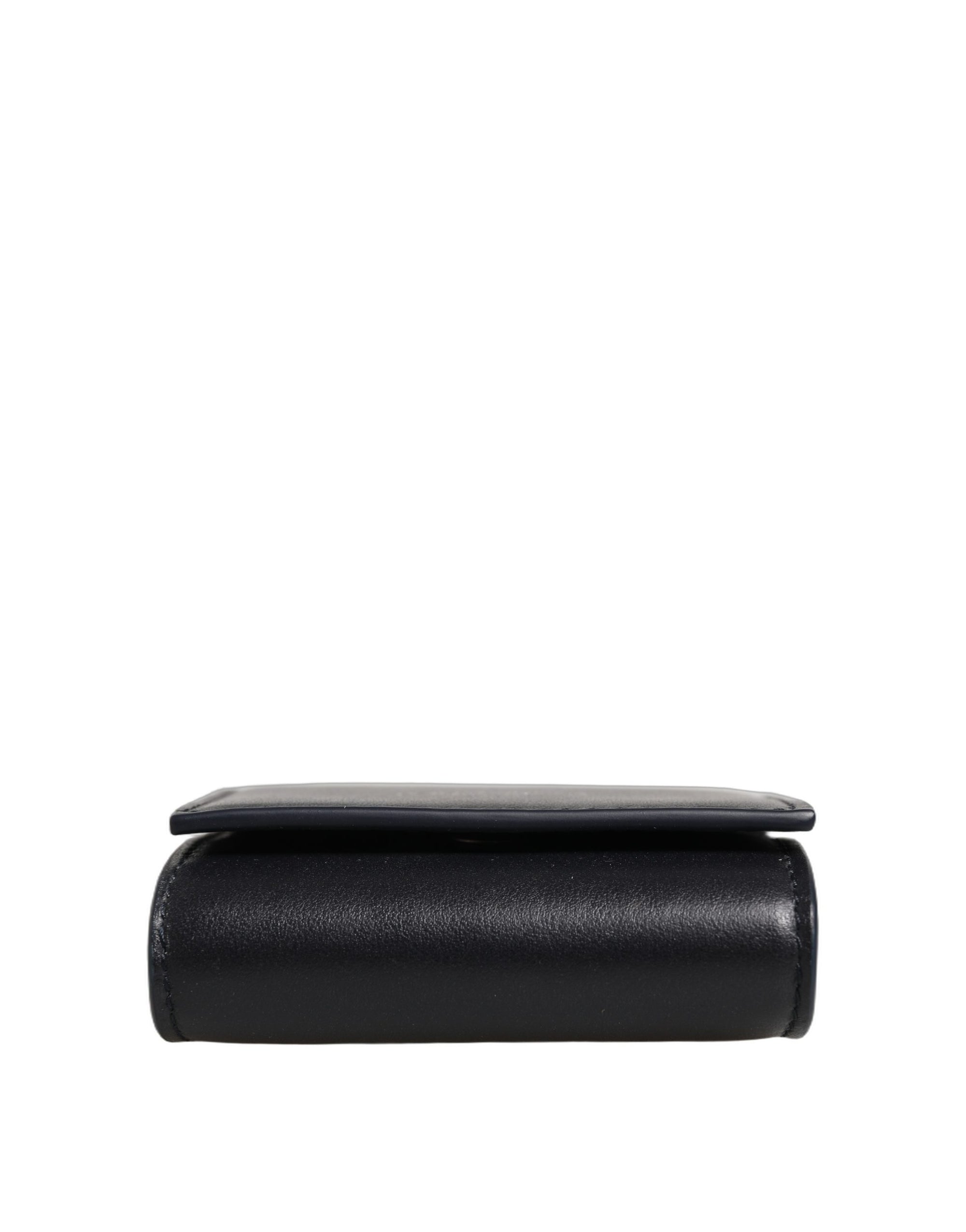 Dolce & Gabbana Black Calfskin Leather Logo Print Bifold CoinPurse Wallet
