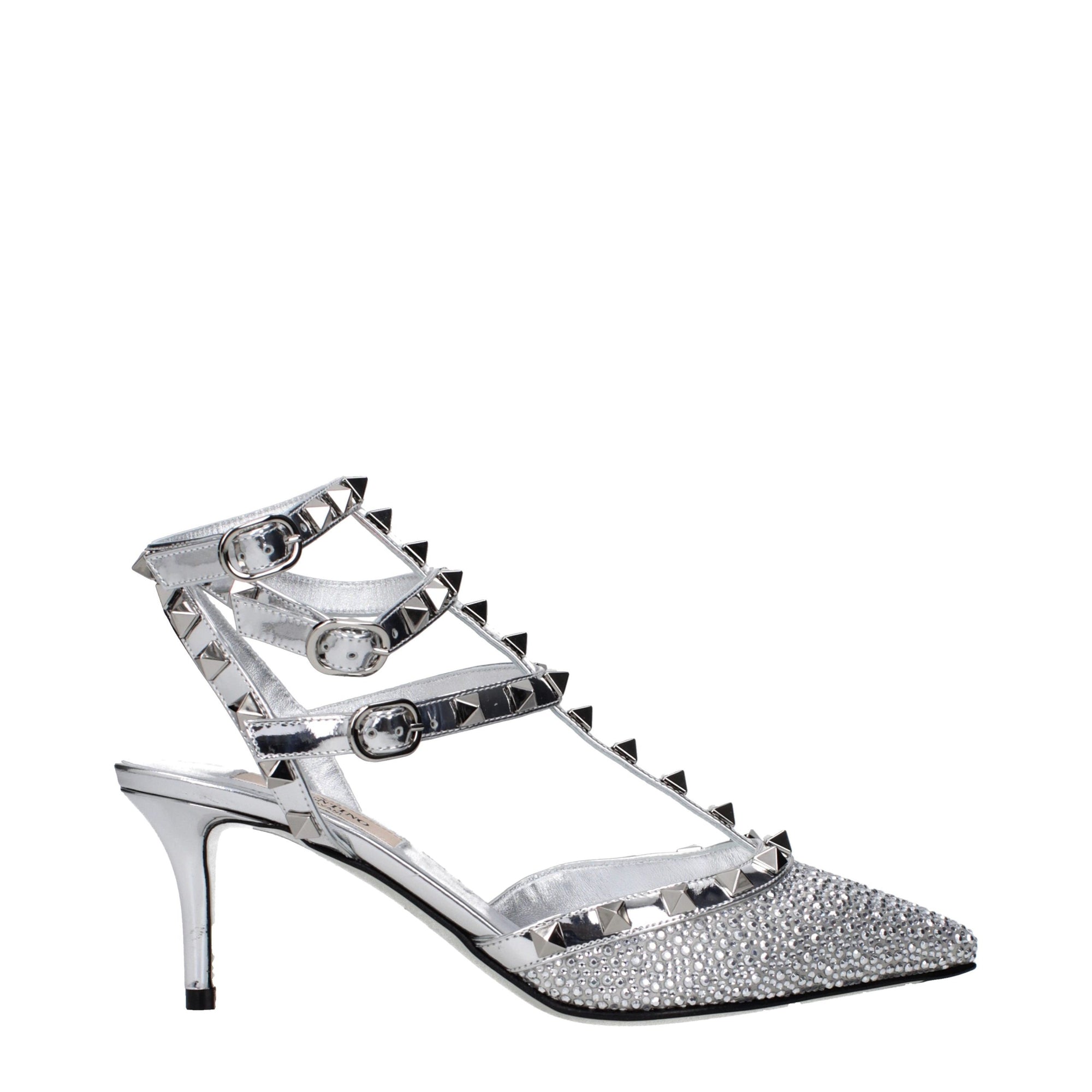 Valentino Garavani Gray Leather Stiletto Heel Sandals