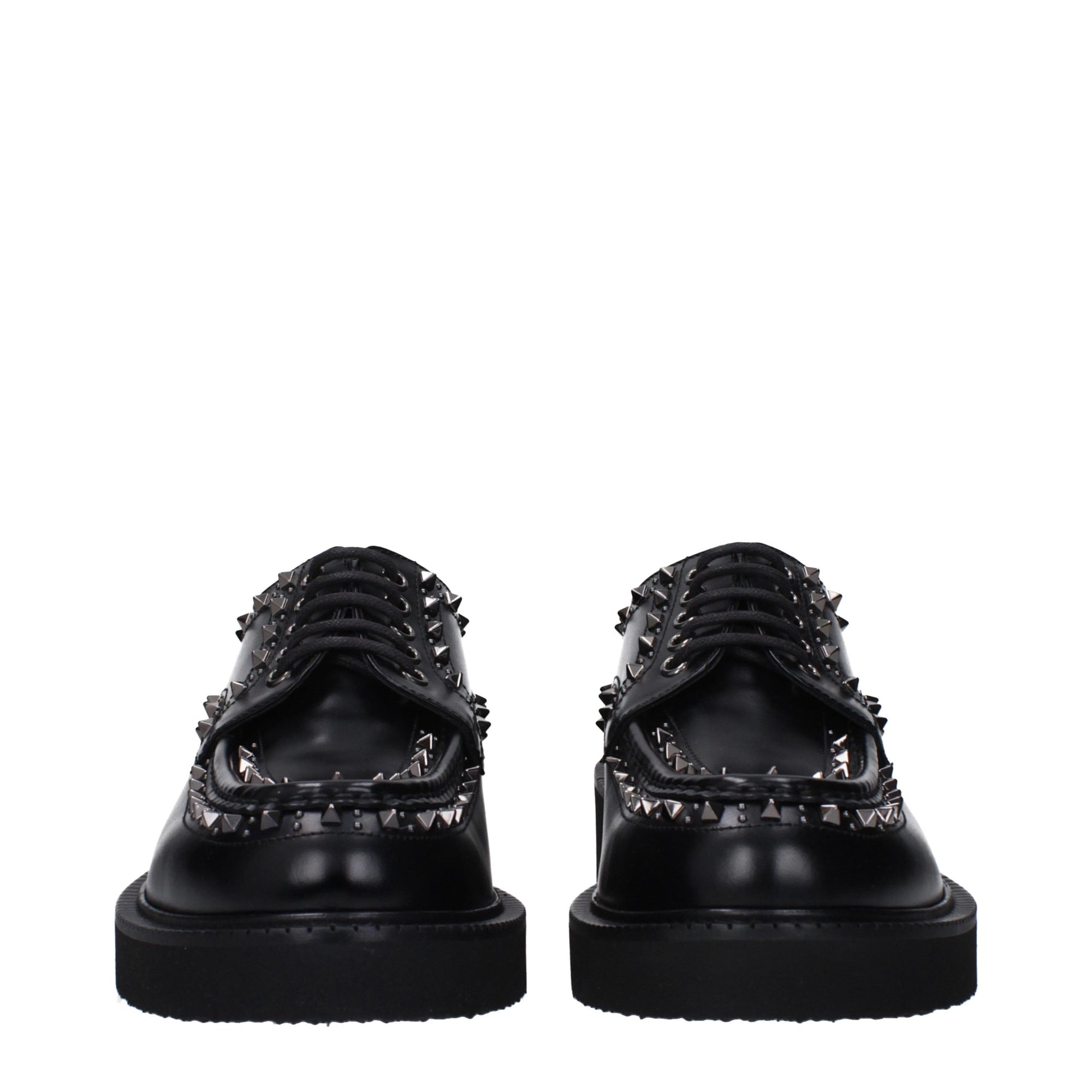 Valentino Garavani Black Leather Oxfords And Derbies