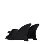 Versace Black Leather Wedge Sandals