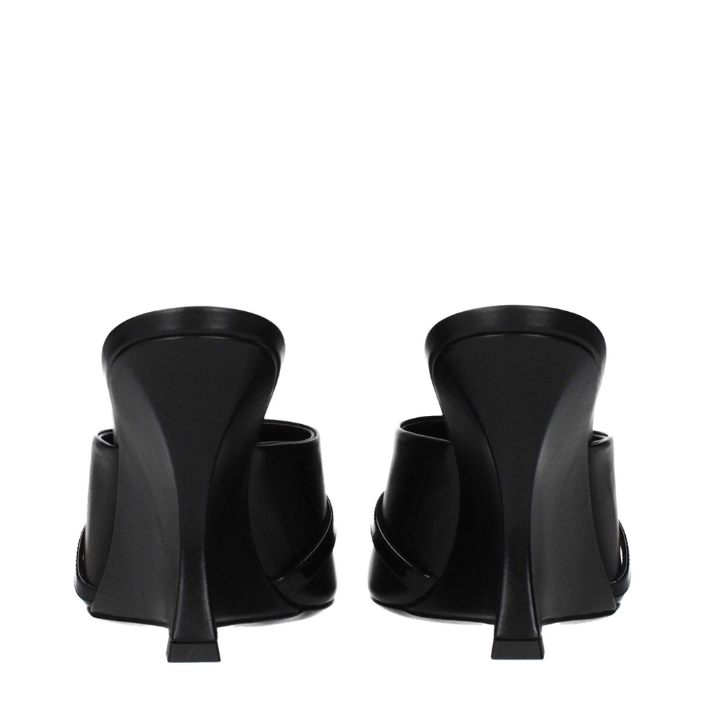 Versace Black Leather Wedge Sandals