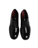 Dolce & Gabbana Black Calfskin Leather Derby Men Dress Shoes