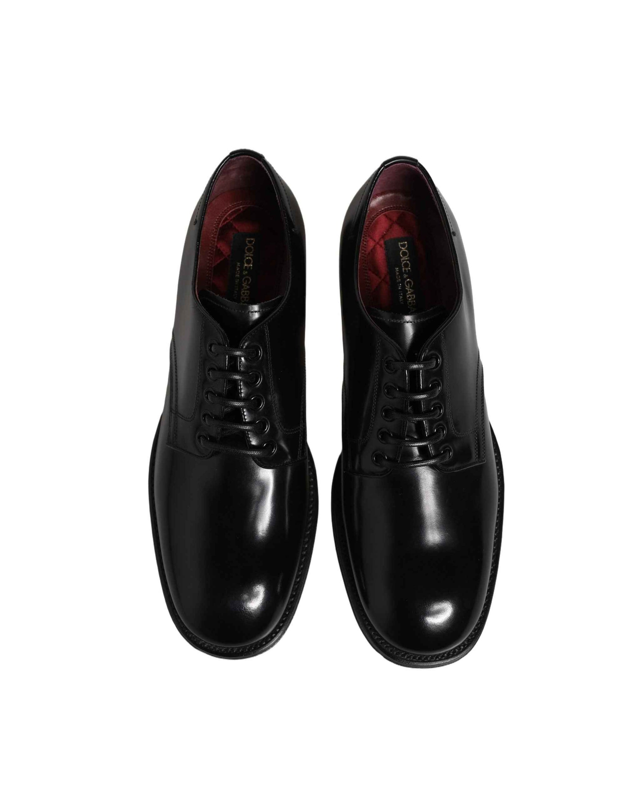Dolce & Gabbana Black Calfskin Leather Derby Men Dress Shoes
