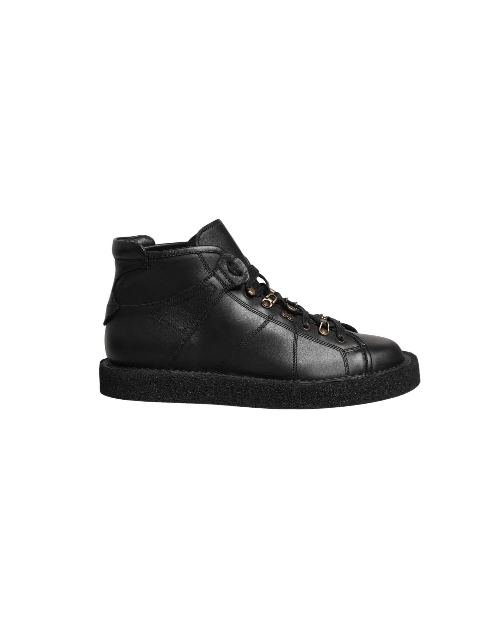 Dolce & Gabbana Black Leather Lace Up Men Ankle Boots Shoes