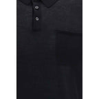 Aragona Cashmere Black Cotton Polo Shirt