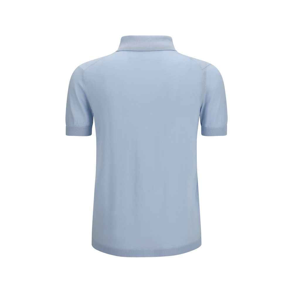 Aragona Cashmere Blue Cotton Polo Shirt
