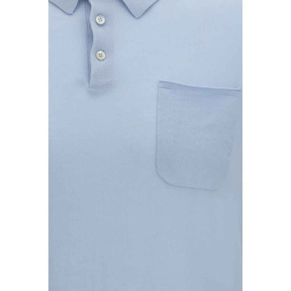 Aragona Cashmere Blue Cotton Polo Shirt