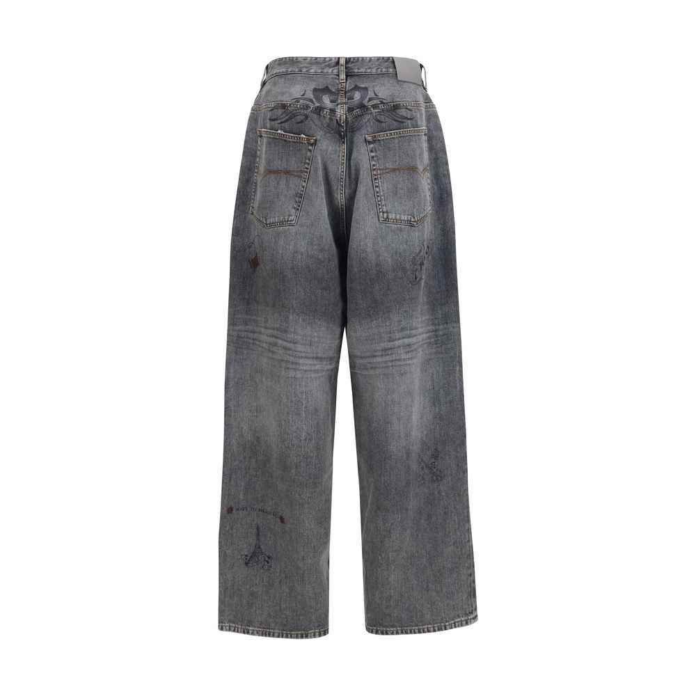 Balenciaga Gray Cotton Relaxed Fit Jeans