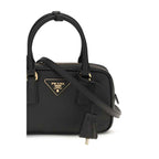 Prada Black Calf Leather Bos Taurus Shoulder Bag