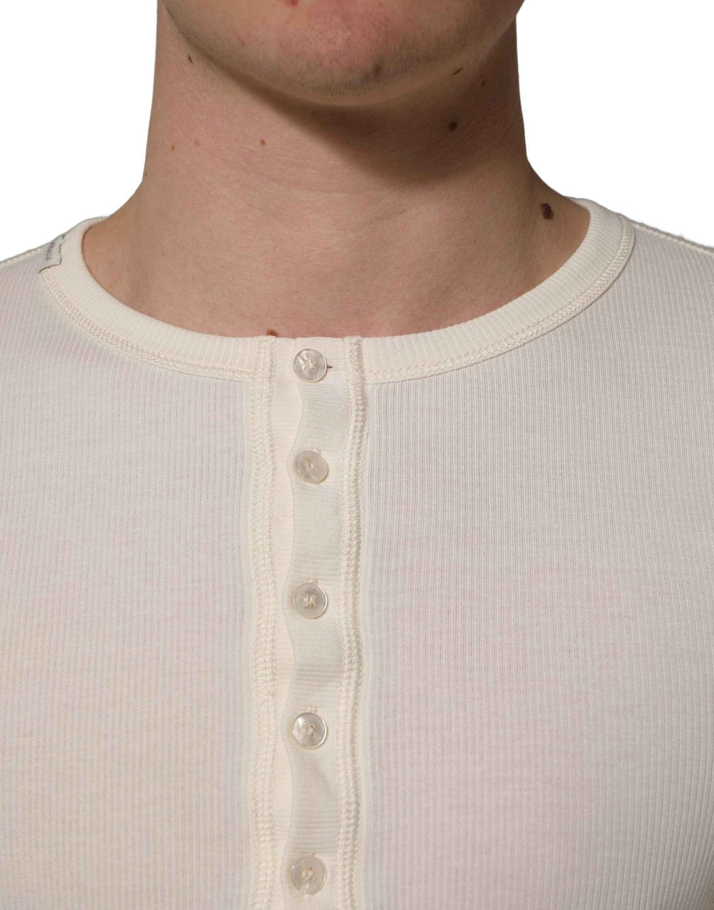 Dolce & Gabbana White Long Sleeves Henley Pullover Sweater