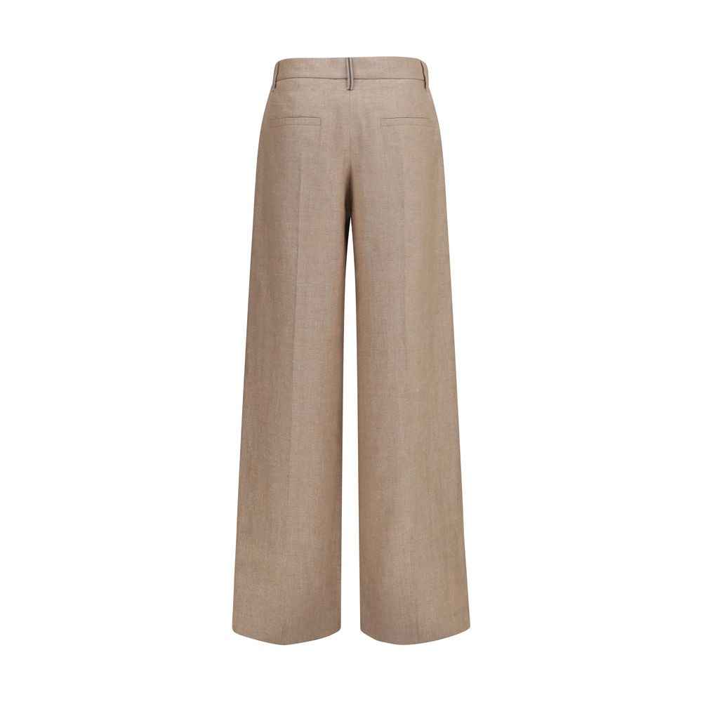 Brunello Cucinelli Beige Linen Casual Pants