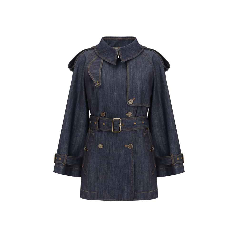 Burberry Blue Cotton Trench Coat