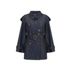 Burberry Blue Cotton Trench Coat