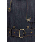 Burberry Blue Cotton Trench Coat