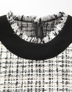 Dolce & Gabbana Black White Tweed Sheath A-line Midi Dress