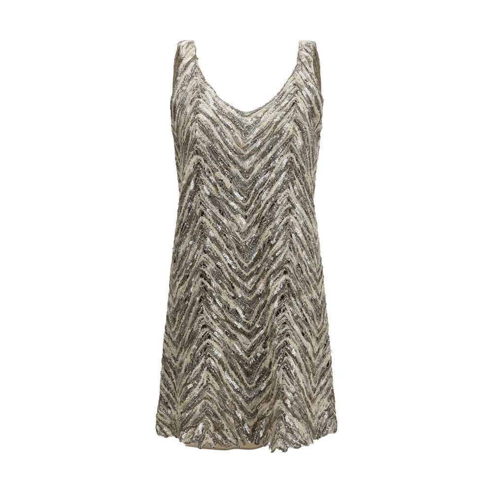 Brunello Cucinelli Beige Paper Cocktail Dress