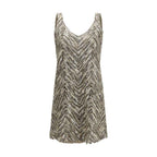 Brunello Cucinelli Beige Paper Cocktail Dress